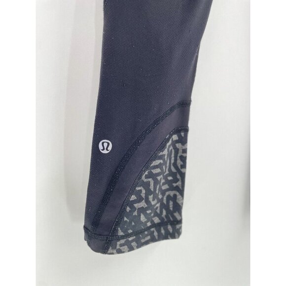 Lululemon Run Inspire Crop II Block It Pocket Luxtreme Heathered Net Pot Black 6 - Picture 5 of 13